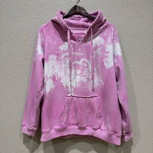 J. America Pink White Floral Hand Painted Hoodie XL